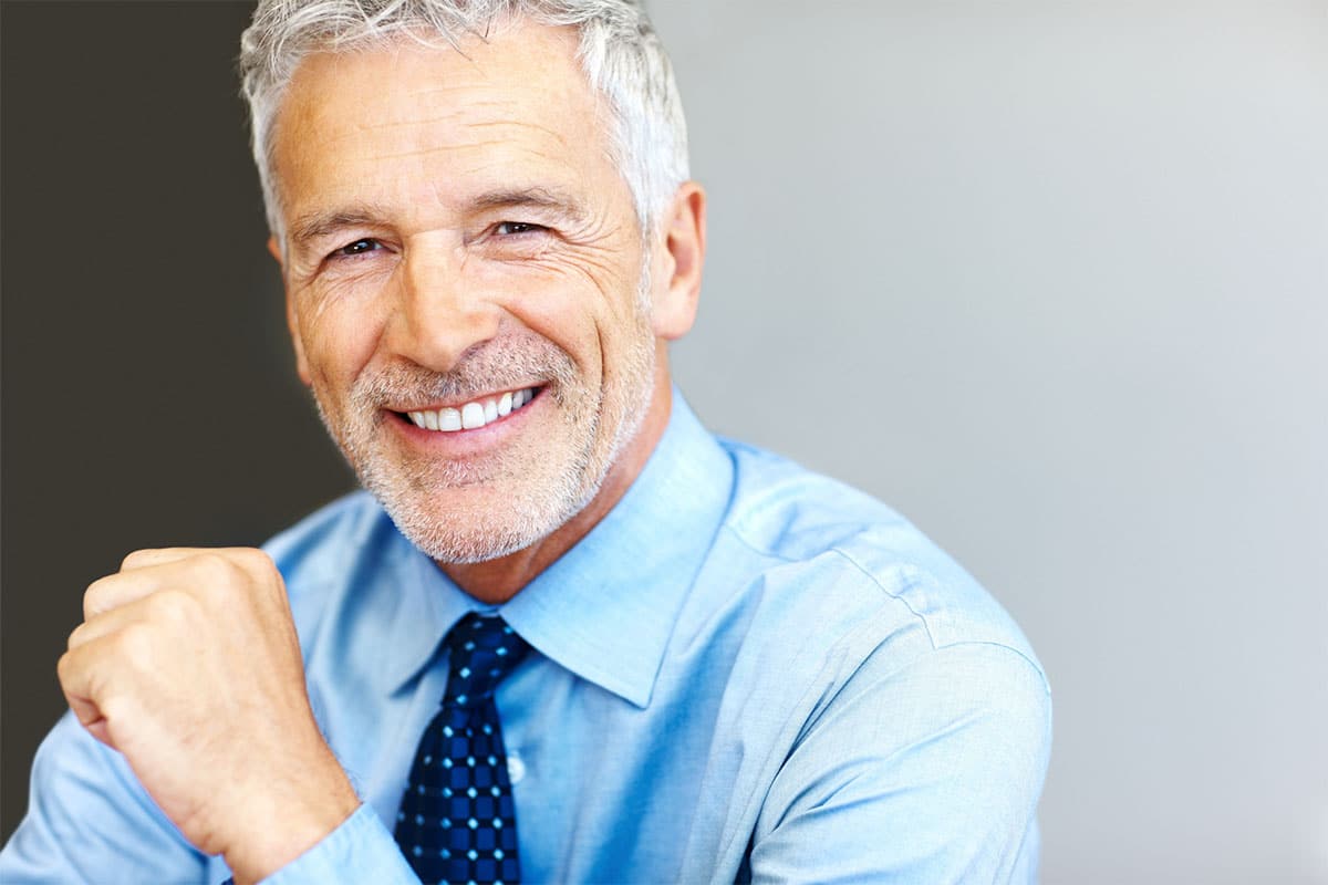 White hair man smiling image